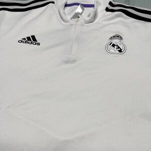 Adidas White Real Madrid Quarter-Zip Top